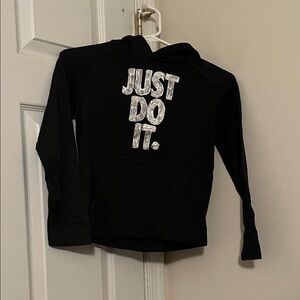 Nike Kids Black Hoodie with 'Just Do It' Graphic